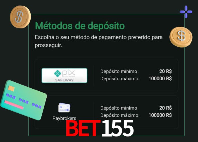 O cassino Bet155 oferece uma grande variedade de métodos de pagamento